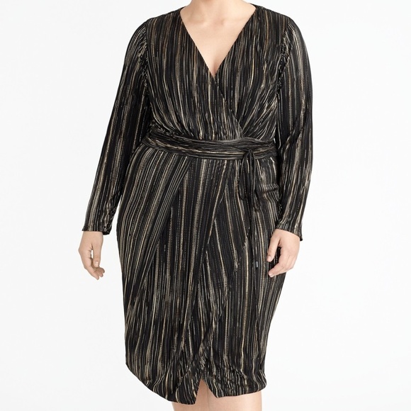 RACHEL Rachel Roy Pleated Faux Wrap Sheath Dress - Picture 3 of 11
